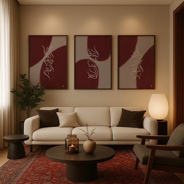 Handmade Calligraphy Modern Deep Red | 3 Large