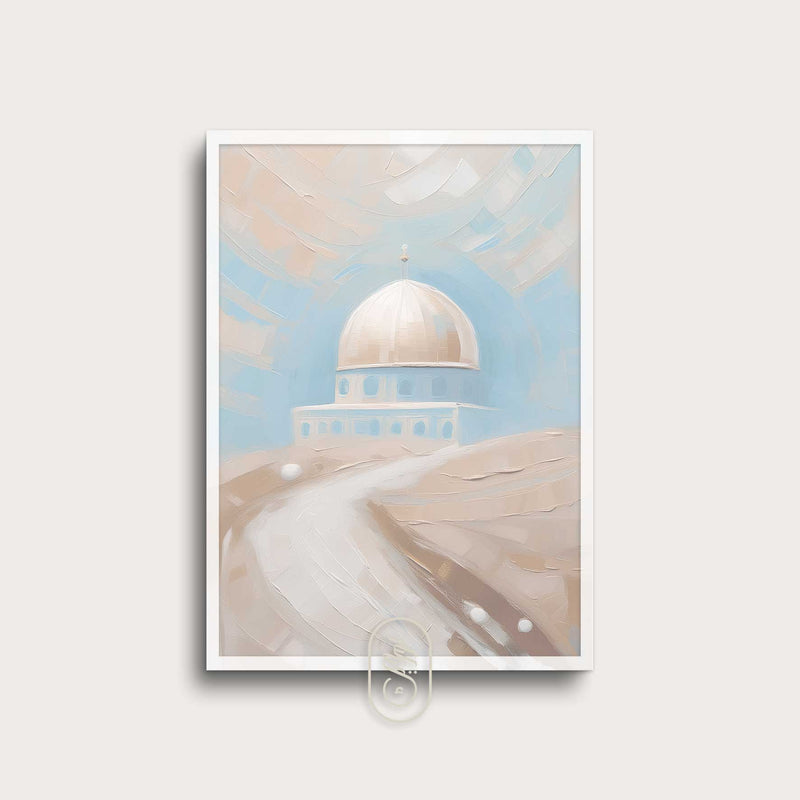 Modern Beige & Blue Abstract | Dome of the Rock #1