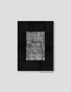 Kaaba Door Mecca, White on Black Textured