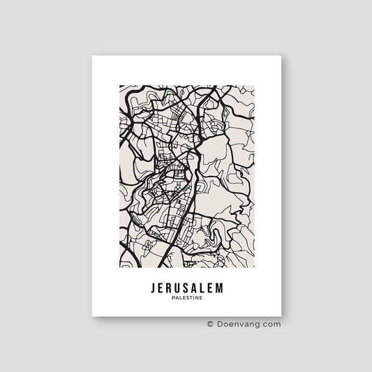 Beige Street Map, Jerusalem